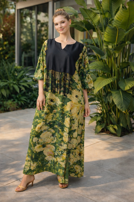 Emerald Bloom Fringe Kaftan