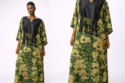 Emerald Bloom Fringe Kaftan