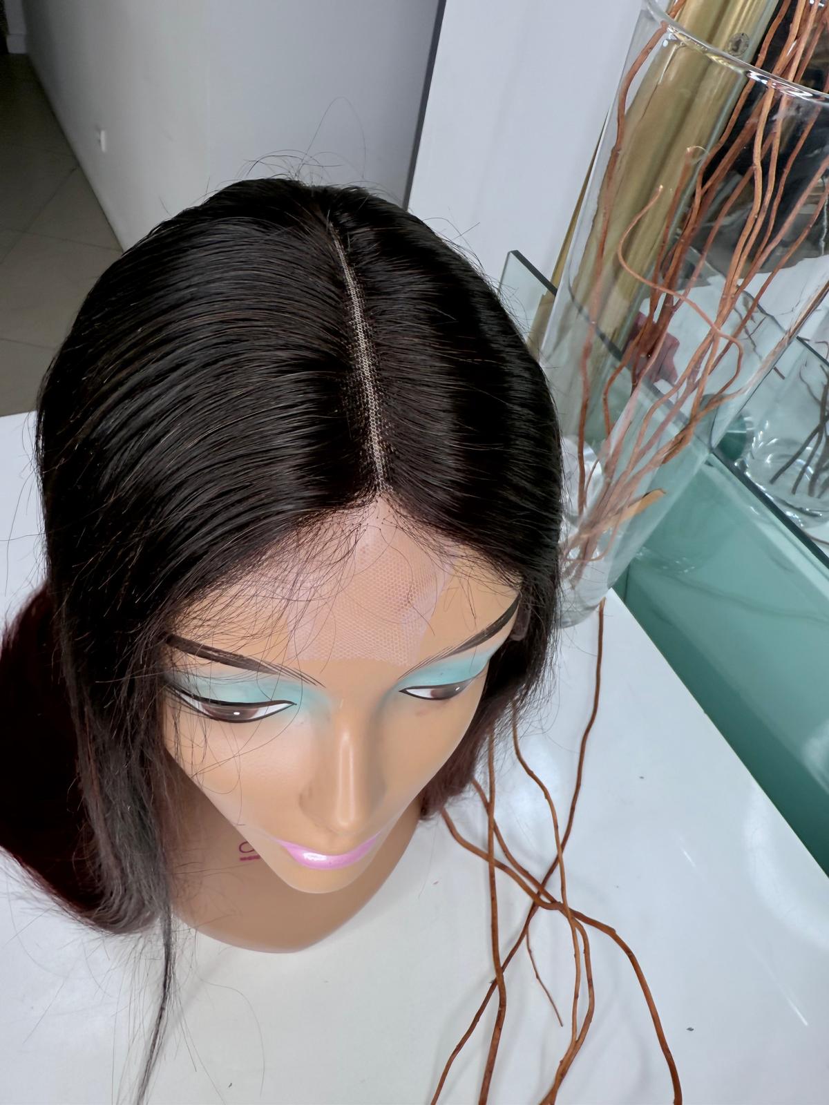 Vietnamese Burgundy Ombre Straight Lace Wig – Natural Black to Wine Red