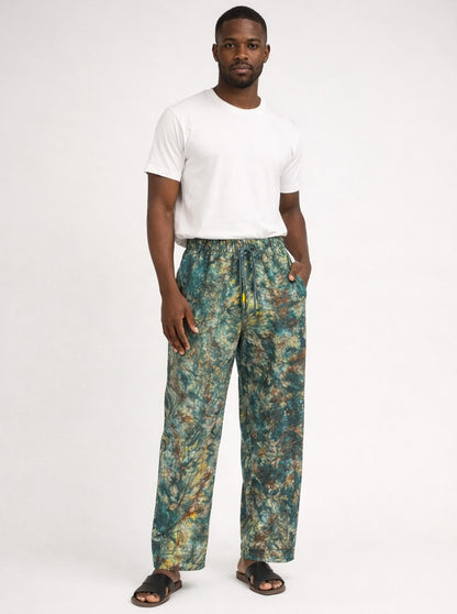Teal Abstract African Print Pants – Stylish Unisex Ankara Casual Trousers