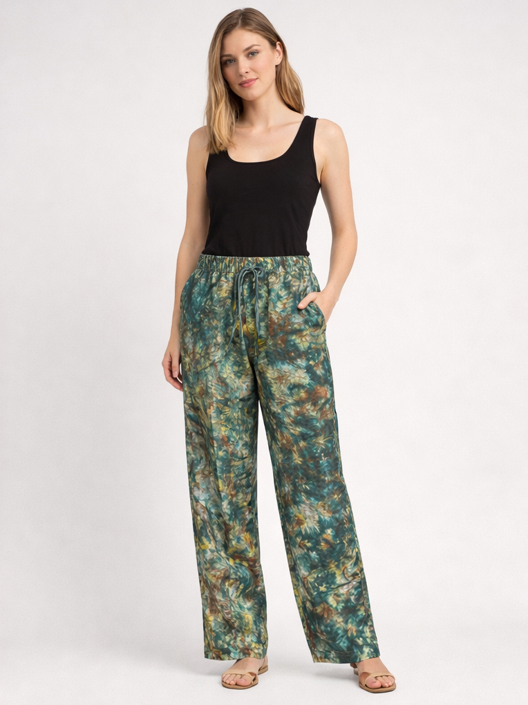 Teal Abstract African Print Pants – Stylish Unisex Ankara Casual Trousers